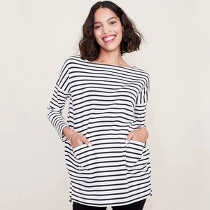 Hatch Maternity The Bateau Top in Black White Stripe